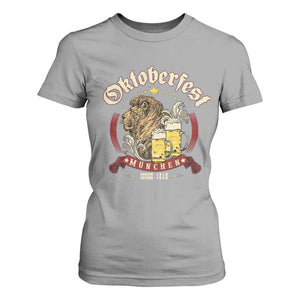 Oktoberfest Munchen T Shirt For Women Munich Since 1810 Bavarian Lion and Beer TS02 Sport Gray Print Your Wear
