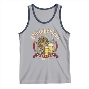 Oktoberfest Munchen Tank Top Munich Since 1810 Bavarian Lion and Beer TS02 Athletic Heather Navy Print Your Wear