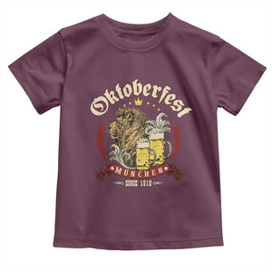 Oktoberfest Munchen Toddler T Shirt Munich Since 1810 Bavarian Lion and Beer TS02 Maroon Print Your Wear