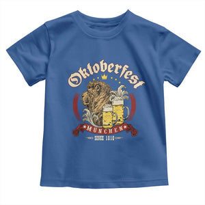 Oktoberfest Munchen Toddler T Shirt Munich Since 1810 Bavarian Lion and Beer TS02 Royal Blue Print Your Wear
