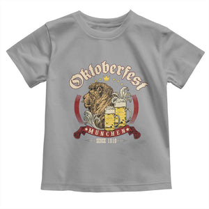Oktoberfest Munchen Toddler T Shirt Munich Since 1810 Bavarian Lion and Beer TS02 Sport Gray Print Your Wear