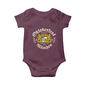 Oktoberfest Munchen Since 1810 Baby Onesie Original Tradition Bavarian Coat of Arms Heritage Festival TS02 Maroon Print Your Wear