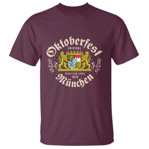 Oktoberfest Munchen Since 1810 T Shirt Original Tradition Bavarian Coat of Arms Heritage Festival TS02 Maroon Print Your Wear