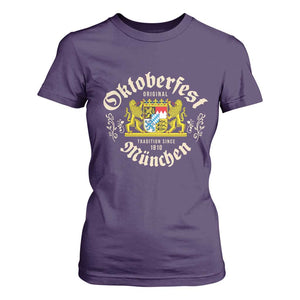 Oktoberfest Munchen Since 1810 T Shirt For Women Original Tradition Bavarian Coat of Arms Heritage Festival TS02 Purple Print Your Wear