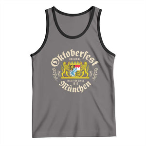 Oktoberfest Munchen Since 1810 Tank Top Original Tradition Bavarian Coat of Arms Heritage Festival TS02 Deep Heather Black Print Your Wear