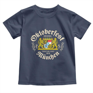Oktoberfest Munchen Since 1810 Toddler T Shirt Original Tradition Bavarian Coat of Arms Heritage Festival TS02 Navy Print Your Wear