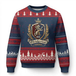 Oktoberfest Munchen Lion Crest Ugly Christmas Sweater Classic Bavarian Festival TS02 Navy Red Print Your Wear
