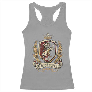 Oktoberfest Munchen Lion Crest Racerback Tank Top Classic Bavarian Festival TS02 Sport Gray Print Your Wear