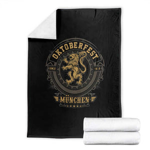Oktoberfest Munchen Throw Blanket Munich Vintage Round Emblem with Bavarian Lion TS02 Black Print Your Wear