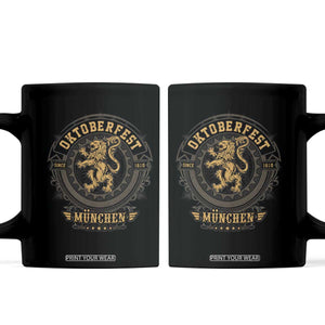 Oktoberfest Munchen Coffee Mug Munich Vintage Round Emblem with Bavarian Lion TS02 Black Print Your Wear