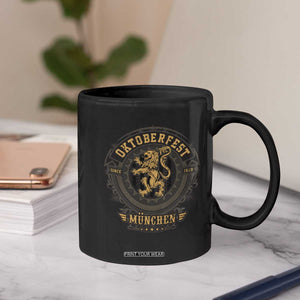 Oktoberfest Munchen Coffee Mug Munich Vintage Round Emblem with Bavarian Lion TS02 Print Your Wear