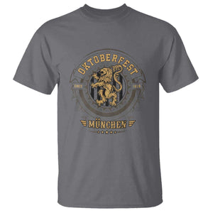 Oktoberfest Munchen T Shirt Munich Vintage Round Emblem with Bavarian Lion TS02 Charcoal Print Your Wear