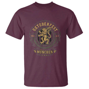 Oktoberfest Munchen T Shirt Munich Vintage Round Emblem with Bavarian Lion TS02 Maroon Print Your Wear