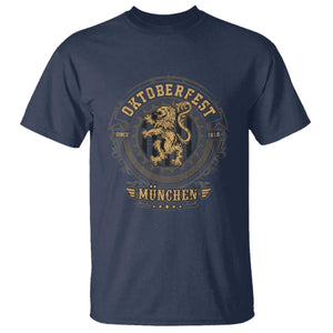 Oktoberfest Munchen T Shirt Munich Vintage Round Emblem with Bavarian Lion TS02 Navy Print Your Wear