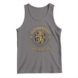 Oktoberfest Munchen Tank Top Munich Vintage Round Emblem with Bavarian Lion TS02 Deep Heather Print Your Wear