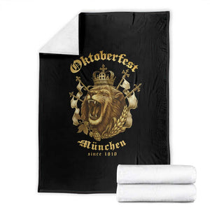 Oktoberfest Munchen Roaring Lion Throw Blanket Since 1810 Crown and Beer Weapon TS02 Black Print Your Wear
