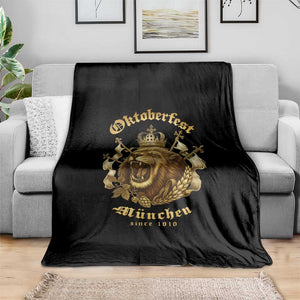Oktoberfest Munchen Roaring Lion Throw Blanket Since 1810 Crown and Beer Weapon TS02 Print Your Wear