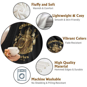 Oktoberfest Munchen Roaring Lion Throw Blanket Since 1810 Crown and Beer Weapon TS02 Print Your Wear