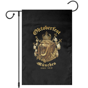Oktoberfest Munchen Roaring Lion Garden Flag Since 1810 Crown and Beer Weapon TS02 Black Print Your Wear