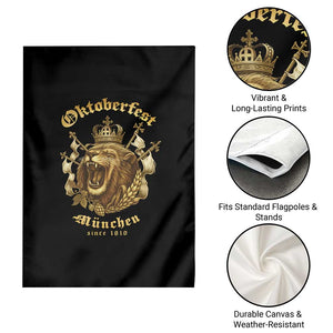 Oktoberfest Munchen Roaring Lion Garden Flag Since 1810 Crown and Beer Weapon TS02 Print Your Wear