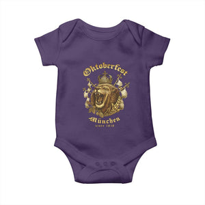 Oktoberfest Munchen Roaring Lion Baby Onesie Since 1810 Crown and Beer Weapon TS02 Purple Print Your Wear