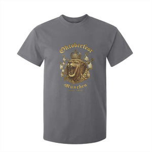 Oktoberfest Munchen Roaring Lion T Shirt For Kid Since 1810 Crown and Beer Weapon TS02 Charcoal Print Your Wear
