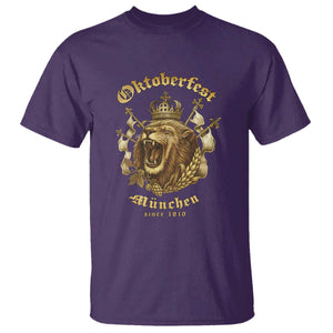 Oktoberfest Munchen Roaring Lion T Shirt Since 1810 Crown and Beer Weapon TS02 Purple Print Your Wear