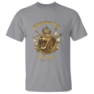 Oktoberfest Munchen Roaring Lion T Shirt Since 1810 Crown and Beer Weapon TS02 Sport Gray Print Your Wear
