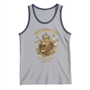 Oktoberfest Munchen Roaring Lion Tank Top Since 1810 Crown and Beer Weapon TS02 Athletic Heather Navy Print Your Wear