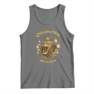 Oktoberfest Munchen Roaring Lion Tank Top Since 1810 Crown and Beer Weapon TS02 Black Heather Print Your Wear
