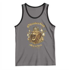 Oktoberfest Munchen Roaring Lion Tank Top Since 1810 Crown and Beer Weapon TS02 Deep Heather Black Print Your Wear