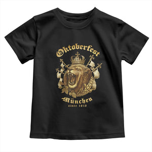 Oktoberfest Munchen Roaring Lion Toddler T Shirt Since 1810 Crown and Beer Weapon TS02 Black Print Your Wear