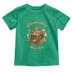 Oktoberfest Munchen Roaring Lion Toddler T Shirt Since 1810 Crown and Beer Weapon TS02 Irish Green Print Your Wear