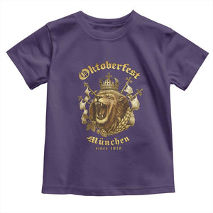 Oktoberfest Munchen Roaring Lion Toddler T Shirt Since 1810 Crown and Beer Weapon TS02 Purple Print Your Wear