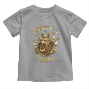 Oktoberfest Munchen Roaring Lion Toddler T Shirt Since 1810 Crown and Beer Weapon TS02 Sport Gray Print Your Wear