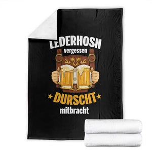 Funny Lederhosen Oktoberfest Beer Drinking Throw Blanket Lederhosn Vergessen Durscht Mitbracht TS02 Black Print Your Wear