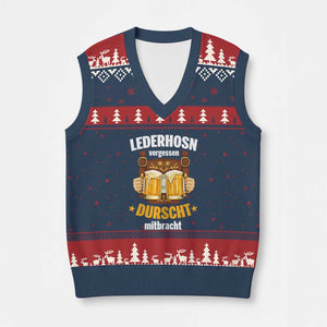 Funny Lederhosen Oktoberfest Beer Drinking V-Neck Knit Sweater Vest Lederhosn Vergessen Durscht Mitbracht TS02 Navy Red Print Your Wear