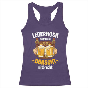 Funny Lederhosen Oktoberfest Beer Drinking Racerback Tank Top Lederhosn Vergessen Durscht Mitbracht TS02 Purple Print Your Wear