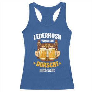 Funny Lederhosen Oktoberfest Beer Drinking Racerback Tank Top Lederhosn Vergessen Durscht Mitbracht TS02 Royal Blue Print Your Wear