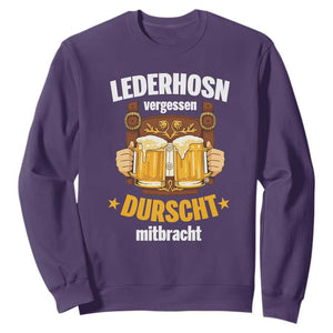 Funny Lederhosen Oktoberfest Beer Drinking Sweatshirt Lederhosn Vergessen Durscht Mitbracht TS02 Purple Print Your Wear