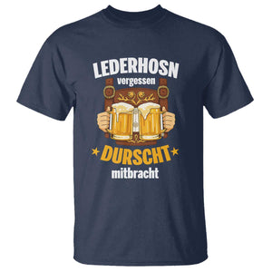 Funny Lederhosen Oktoberfest Beer Drinking T Shirt Lederhosn Vergessen Durscht Mitbracht TS02 Navy Print Your Wear