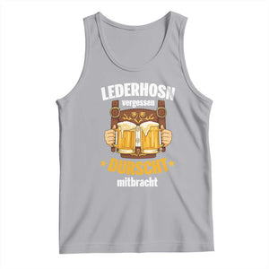 Funny Lederhosen Oktoberfest Beer Drinking Tank Top Lederhosn Vergessen Durscht Mitbracht TS02 Athletic Heather Print Your Wear