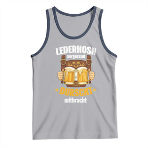 Funny Lederhosen Oktoberfest Beer Drinking Tank Top Lederhosn Vergessen Durscht Mitbracht TS02 Athletic Heather Navy Print Your Wear