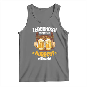 Funny Lederhosen Oktoberfest Beer Drinking Tank Top Lederhosn Vergessen Durscht Mitbracht TS02 Black Heather Print Your Wear
