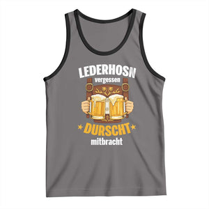 Funny Lederhosen Oktoberfest Beer Drinking Tank Top Lederhosn Vergessen Durscht Mitbracht TS02 Deep Heather Black Print Your Wear