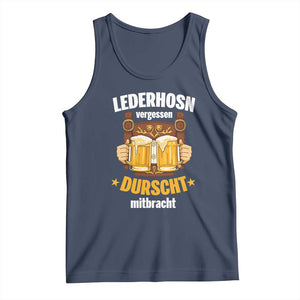Funny Lederhosen Oktoberfest Beer Drinking Tank Top Lederhosn Vergessen Durscht Mitbracht TS02 Navy Print Your Wear