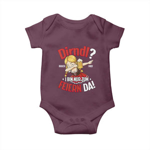Funny Oktoberfest Dab Girl Baby Onesie Dirndl I Bin Nur Zum Feiern Da Party TS02 Maroon Print Your Wear