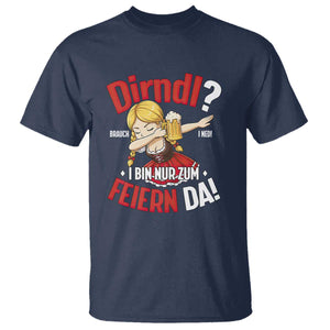 Funny Oktoberfest Dab Girl T Shirt Dirndl I Bin Nur Zum Feiern Da Party TS02 Navy Print Your Wear