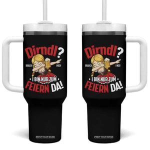 Funny Oktoberfest Dab Girl Tumbler With Handle Dirndl I Bin Nur Zum Feiern Da Party TS02 One Size: 40 oz Black Print Your Wear
