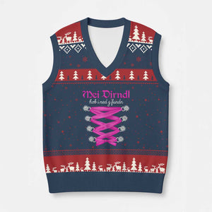 Funny Oktoberfest Corset in Pink V-Neck Knit Sweater Vest I Have Not Found My Dirndl TS02 Navy Red Print Your Wear